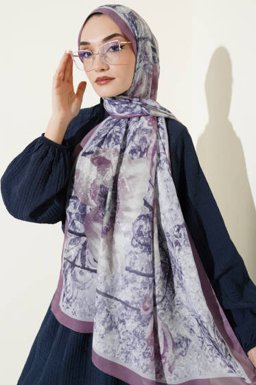 Papelya Desen Modal Liva Şal Açık Lila - Başörtüsü