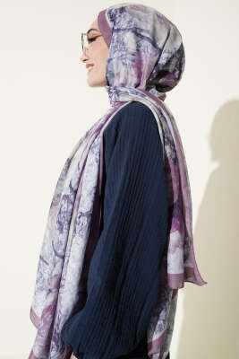 Papelya Desen Modal Liva Şal Açık Lila - Başörtüsü