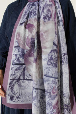 Papelya Desen Modal Liva Şal Açık Lila - Başörtüsü