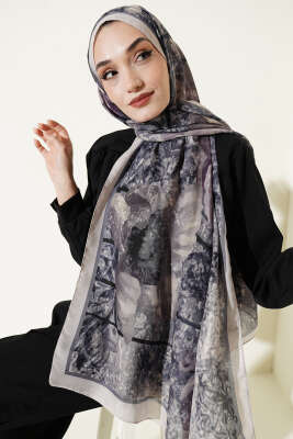 Papelya Desen Modal Liva Şal Bej - MODA KAŞMİR