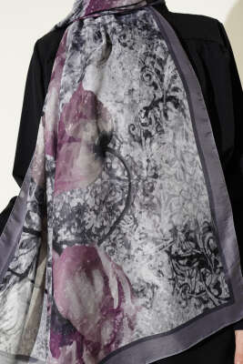 Papelya Desen Modal Liva Şal Gri - Başörtüsü