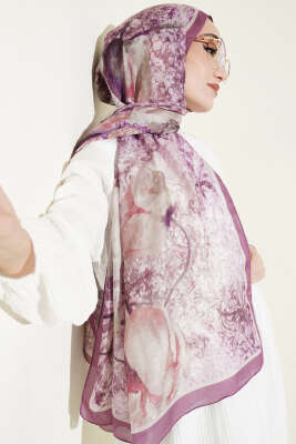 Papelya Desen Modal Liva Şal Gül Kurusu 