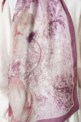 Papelya Desen Modal Liva Şal Gül Kurusu - Yılın Fırsatı