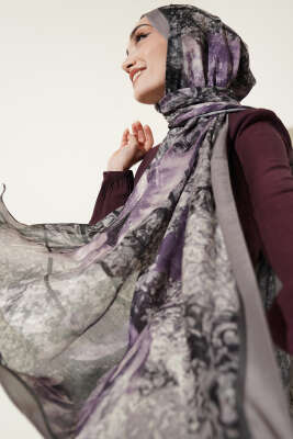 Papelya Desen Modal Liva Şal Kum Bej 