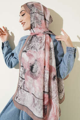 Papelya Desen Modal Liva Şal Latte - MODA KAŞMİR