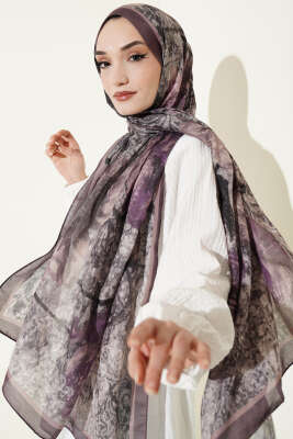 Papelya Desen Modal Liva Şal Soft Kahve - MODA KAŞMİR