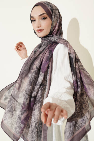 Papelya Desen Modal Liva Şal Soft Kahve - Başörtüsü