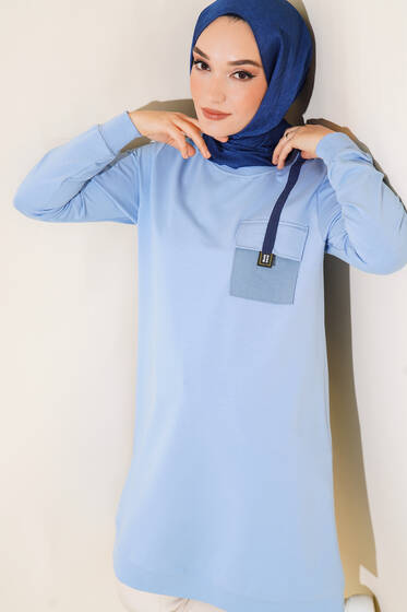 Paraşüt Cep Model Tunik Buz Mavisi - Tunik