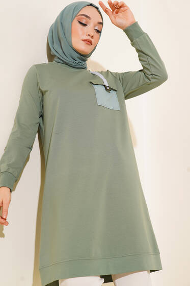 Paraşüt Cep Model Tunik Çağla Yeşili - Tunik