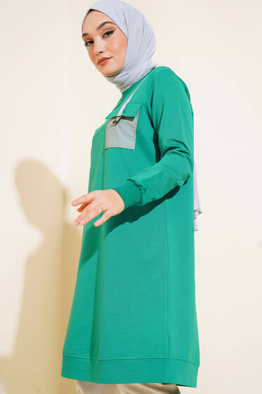 Paraşüt Cep Model Tunik Yeşil - Tunik