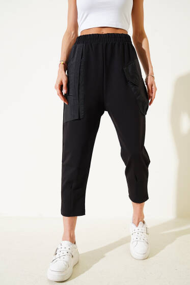 Paraşüt Cepli Dar Paça Pantolon Siyah - Kadın Giyim Modelleri