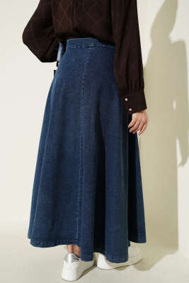 Parça Detaylı Bağlamalı Kot Etek Kot Mavisi - Etek