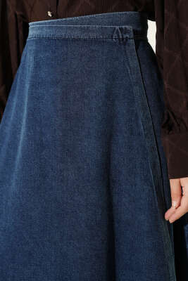 Parça Detaylı Bağlamalı Kot Etek Kot Mavisi - Etek