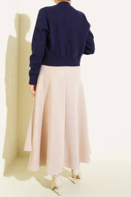 Parça Detaylı Bağlamalı Scuba Etek Bej - Etek