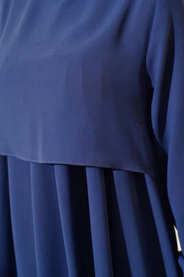 Parça Detaylı Elbise İndigo - Tesettür Elbise