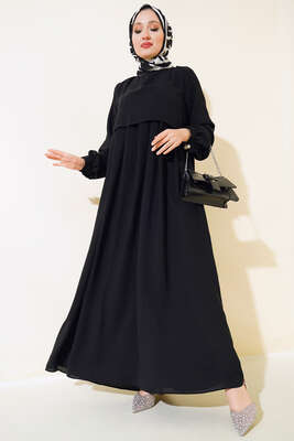 Parça Detaylı Elbise Siyah - Thumbnail
