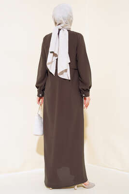 Parça Detaylı Elbise Toprak - Tesettür Elbise