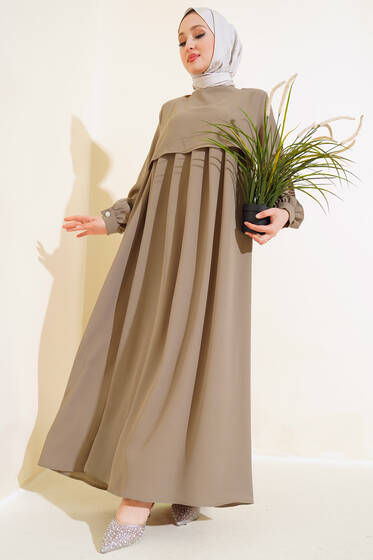 Parça Detaylı Elbise Vizon - Elbise