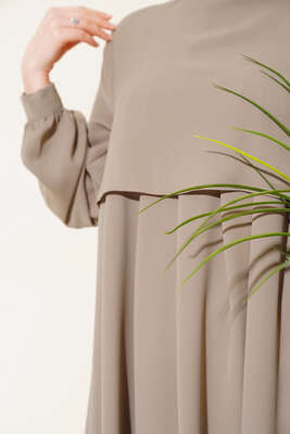 Parça Detaylı Elbise Vizon - Tesettür Elbise