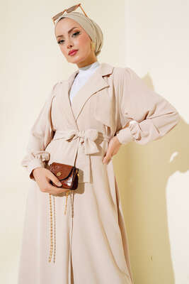 Parça Detaylı Kap Bej - Dış Giyim&Mont