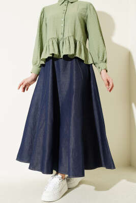 Parça Detaylı Kloş Kot Etek Kot - SAS