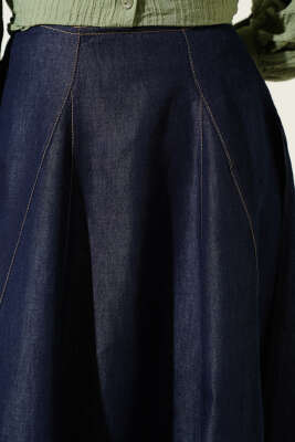 Parça Detaylı Kloş Kot Etek Kot - Etek