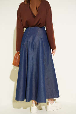 Parça Detaylı Kloş Kot Etek Kot - Etek