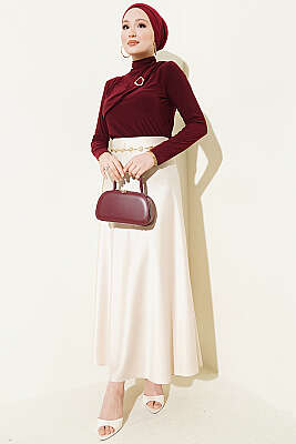 Parça Detaylı Tokalı Sandy Bluz Bordo - Bluz