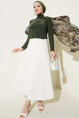 Parça Detaylı Tokalı Sandy Bluz Haki - Bluz