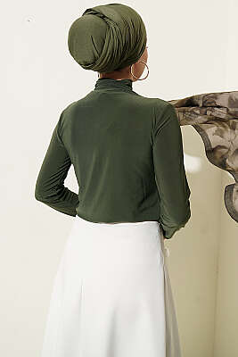 Parça Detaylı Tokalı Sandy Bluz Haki - Bluz