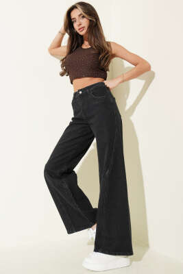 Parçalı Salaş Kot Pantolon Antrasit - Kadın Giyim Modelleri