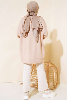 Paris Baskılı Tunik Bej - Tunik