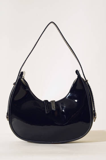 Parlak Baget Çanta Siyah - Kol Çantası