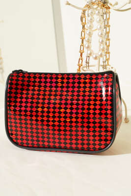 Parlak Desenli Fermuarlı Makyaj Çantası Asorti 10 - NEW WELL