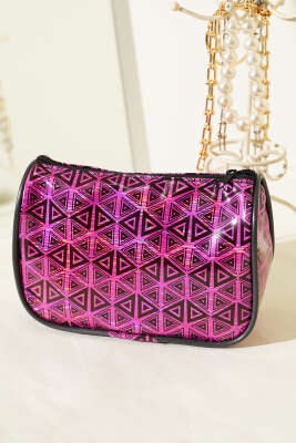 Parlak Desenli Fermuarlı Makyaj Çantası Asorti 12 - NEW WELL