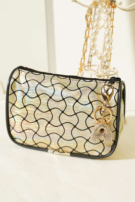 Parlak Desenli Fermuarlı Makyaj Çantası Asorti 16 