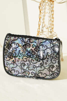 Parlak Desenli Fermuarlı Makyaj Çantası Asorti 17 