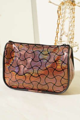 Parlak Desenli Fermuarlı Makyaj Çantası Asorti 5 - NEW WELL