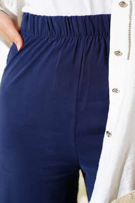 Parlak Görünümlü Kumaş Pantolon Lacivert - 300-500 TL Ürünler