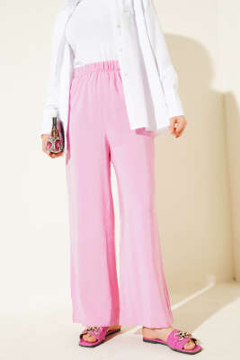 Parlak Görünümlü Kumaş Pantolon Pembe - Pantolon