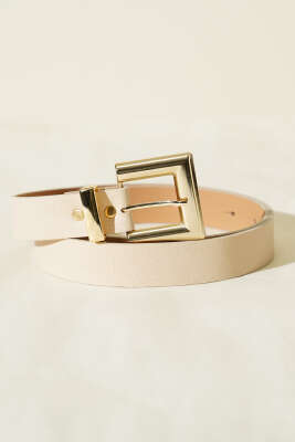 Parlak Kare Tokalı Kemer Bej - DESREE KEMER