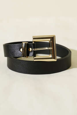 Parlak Kare Tokalı Kemer Siyah - DESREE KEMER