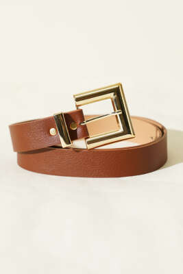 Parlak Kare Tokalı Kemer Taba - DESREE KEMER