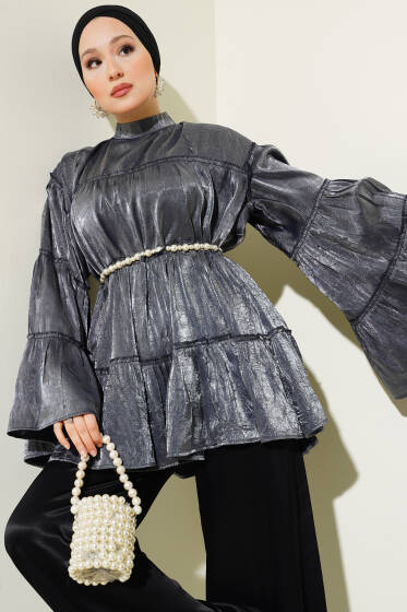 Parlak Kat Kat Tunik Gri - Tunik