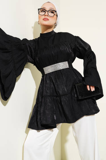 Parlak Kat Kat Tunik Siyah - Tunik