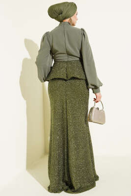 Parlak Pul Detaylı Abiye İkili Takım Çağla Yeşili - İkili Takım