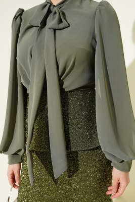 Parlak Pul Detaylı Abiye İkili Takım Çağla Yeşili - İkili Takım