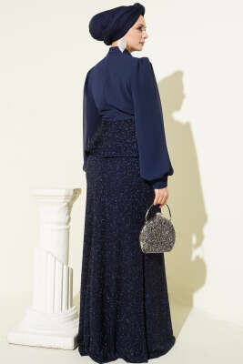 Parlak Pul Detaylı Abiye İkili Takım Lacivert - İkili Takım