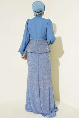 Parlak Pul Detaylı Abiye İkili Takım Mavi - İkili Takım