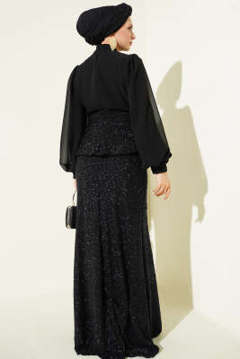 Parlak Pul Detaylı Abiye İkili Takım Siyah - İkili Takım